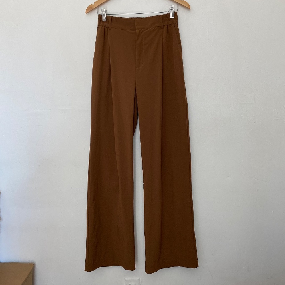ALO Yoga Brown Wide-Leg Track Pants